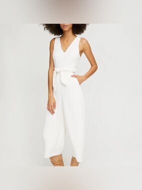 Aritzia Light Birch V-Neck Tie Jumpsuit